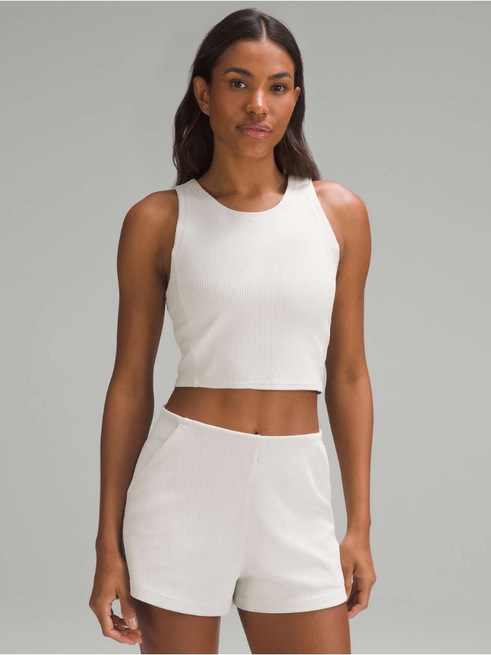 Lululemon Ribbed Softstreme Cropped Tank Sz 6 Bone Cream